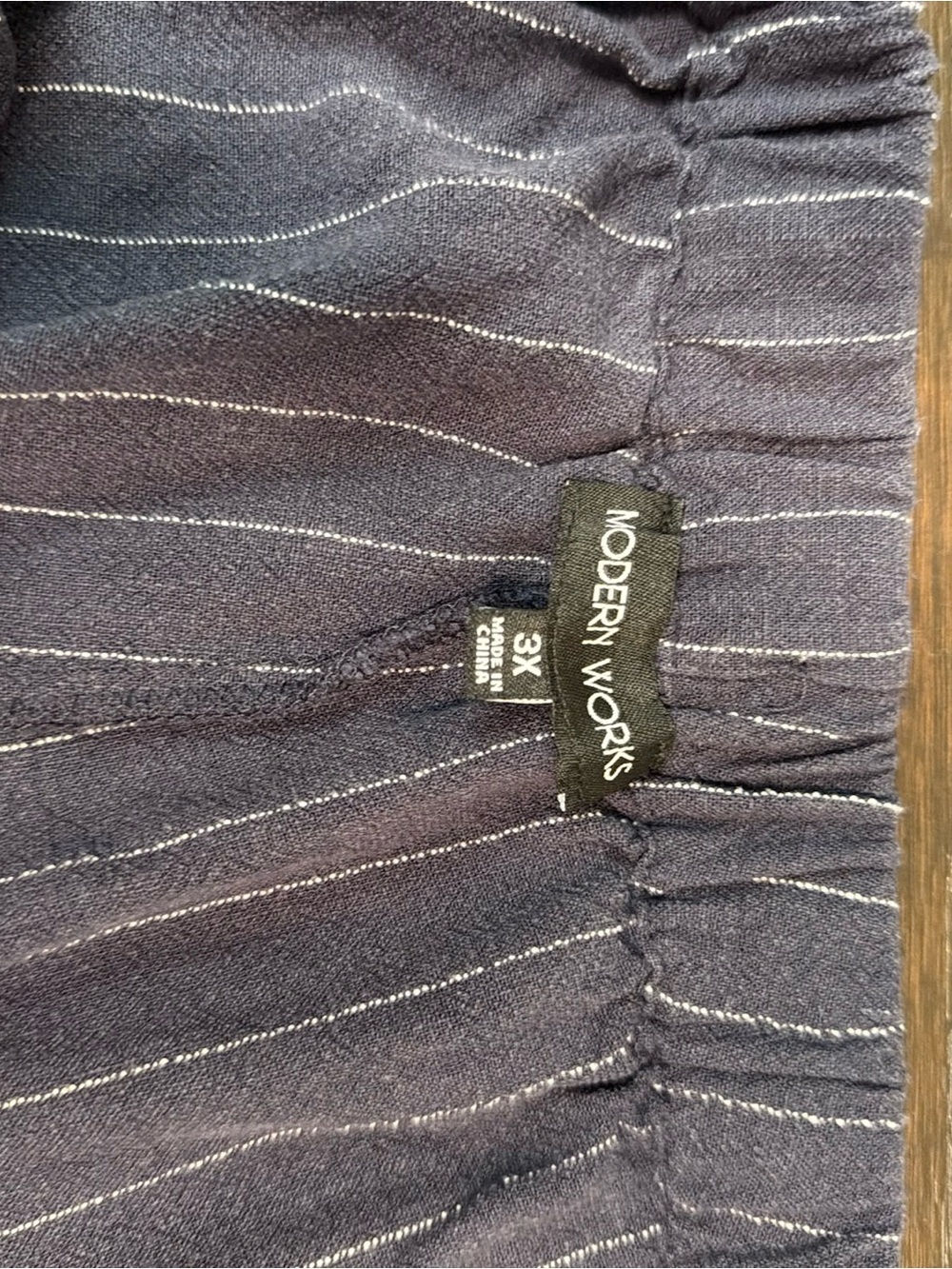 Navy Pinstripe Pull-On Pants - Picture 2 of 2